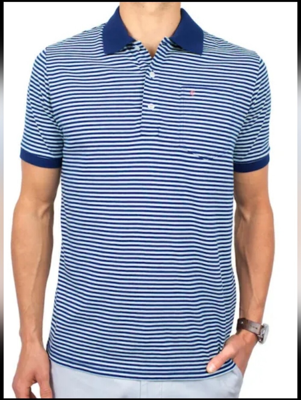 Criquet SEALED! NWT! Men's Striped Club Polo Shirt in Navy & Mint Stripe. Sz XXL